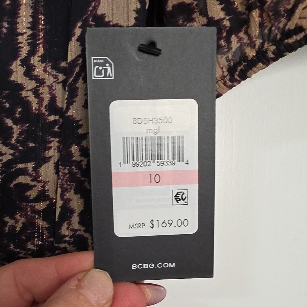 BCBG Black and Tan Patterned Midi Dress - Picture 4 of 5